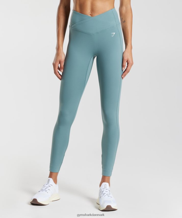 Kvinder Gymshark crossover leggings N4ZDDN275 torden blå