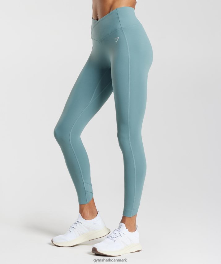 Kvinder Gymshark crossover leggings N4ZDDN275 torden blå