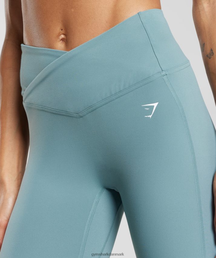 Kvinder Gymshark crossover leggings N4ZDDN275 torden blå