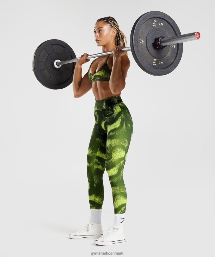 Kvinder Gymshark gs power originale leggings N4ZDDN293 mos oliven print