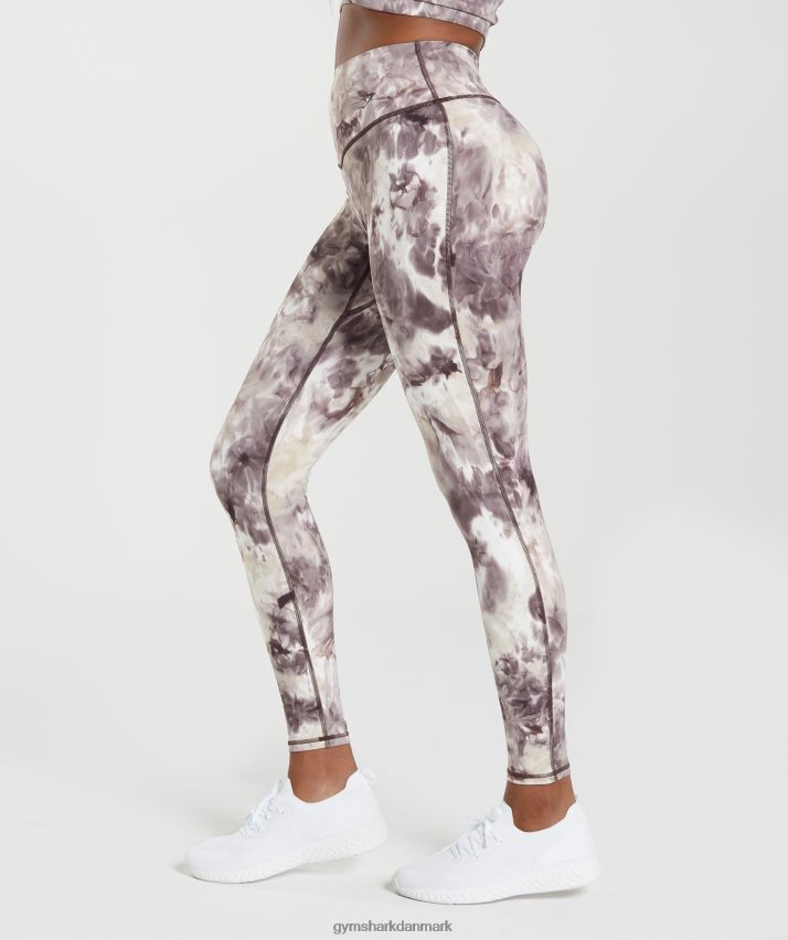Kvinder Gymshark løfte leggings N4ZDDN285 cementbrun sprayfarve