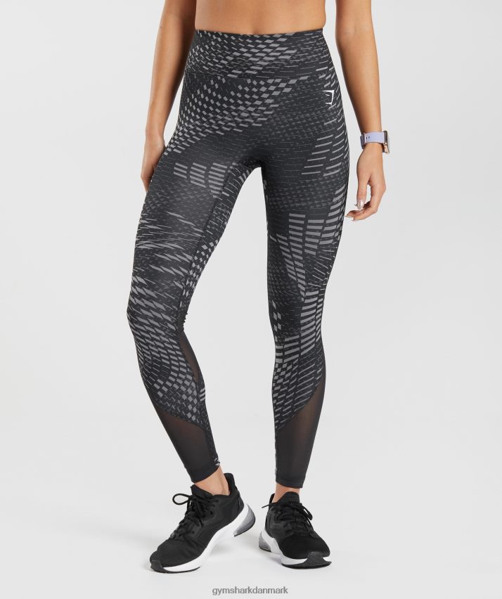 Kvinder Gymshark sports løbeleggings N4ZDDN328 sort print