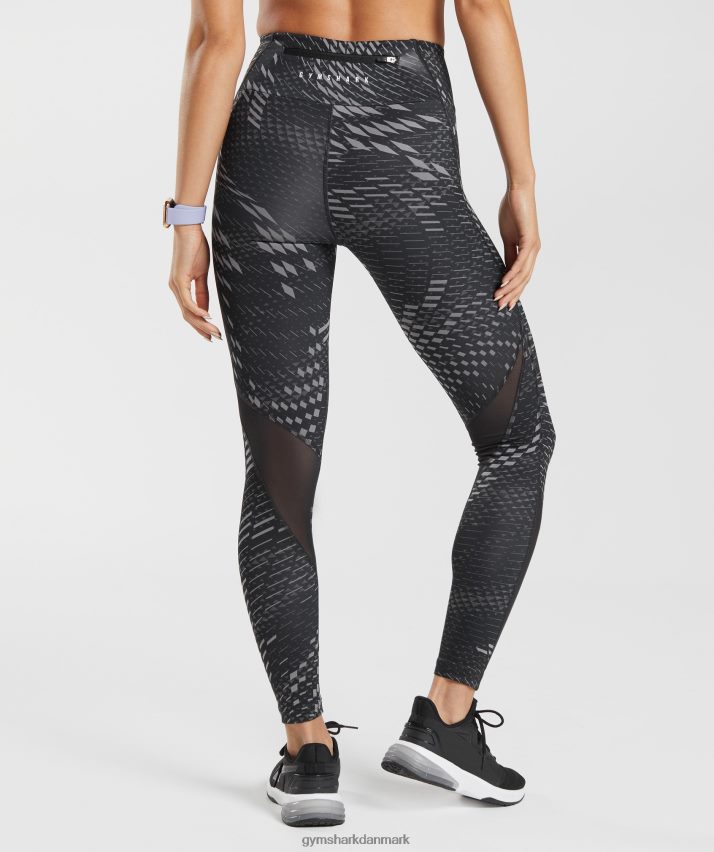 Kvinder Gymshark sports løbeleggings N4ZDDN328 sort print