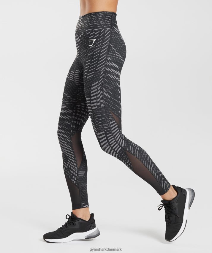 Kvinder Gymshark sports løbeleggings N4ZDDN328 sort print