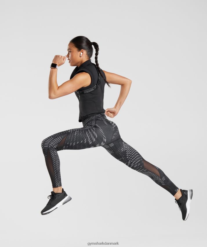 Kvinder Gymshark sports løbeleggings N4ZDDN328 sort print