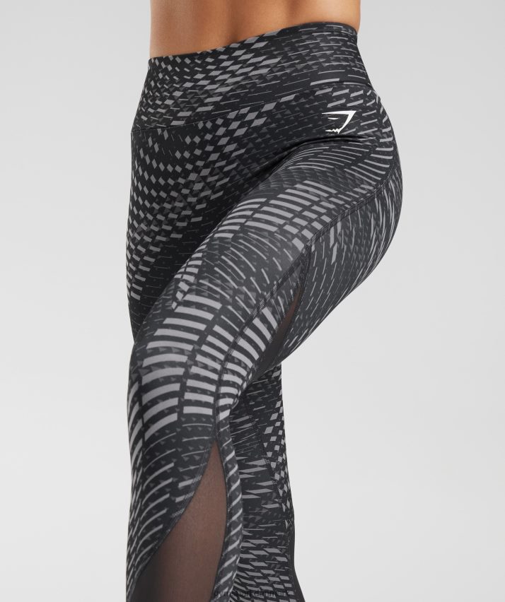 Kvinder Gymshark sports løbeleggings N4ZDDN328 sort print