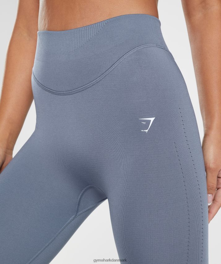 Kvinder Gymshark sved sømløse leggings N4ZDDN248 aften blå