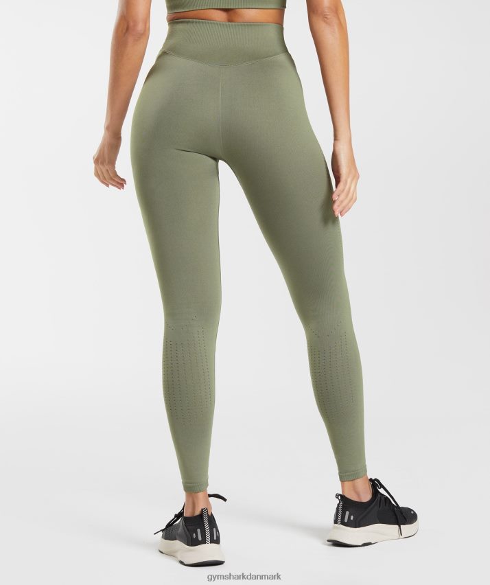 Kvinder Gymshark sved sømløse leggings N4ZDDN263 støvet oliven