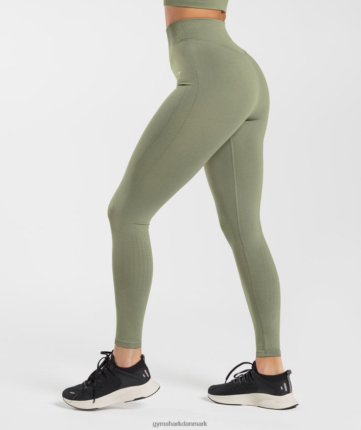 Kvinder Gymshark sved sømløse leggings N4ZDDN263 støvet oliven