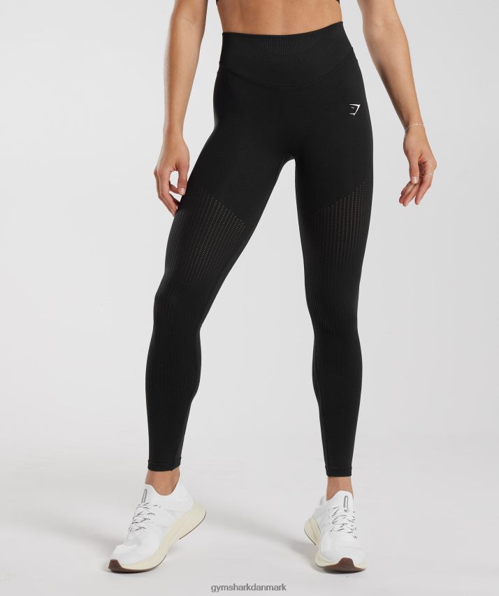 Kvinder Gymshark sved sømløse mesh leggings N4ZDDN243 sort