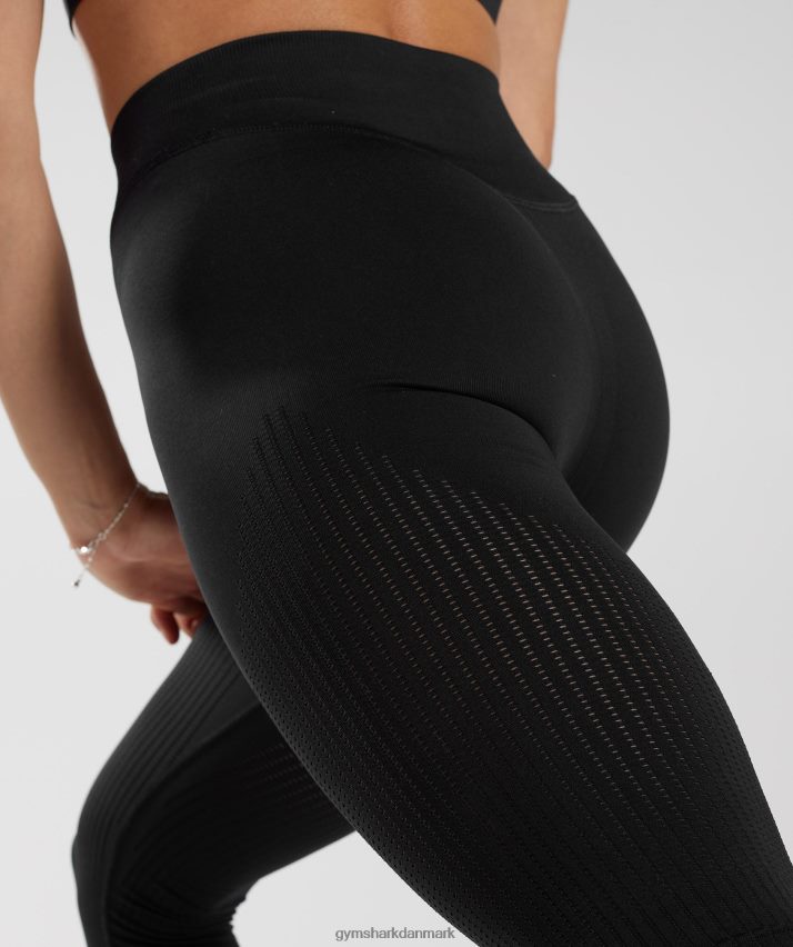 Kvinder Gymshark sved sømløse mesh leggings N4ZDDN243 sort