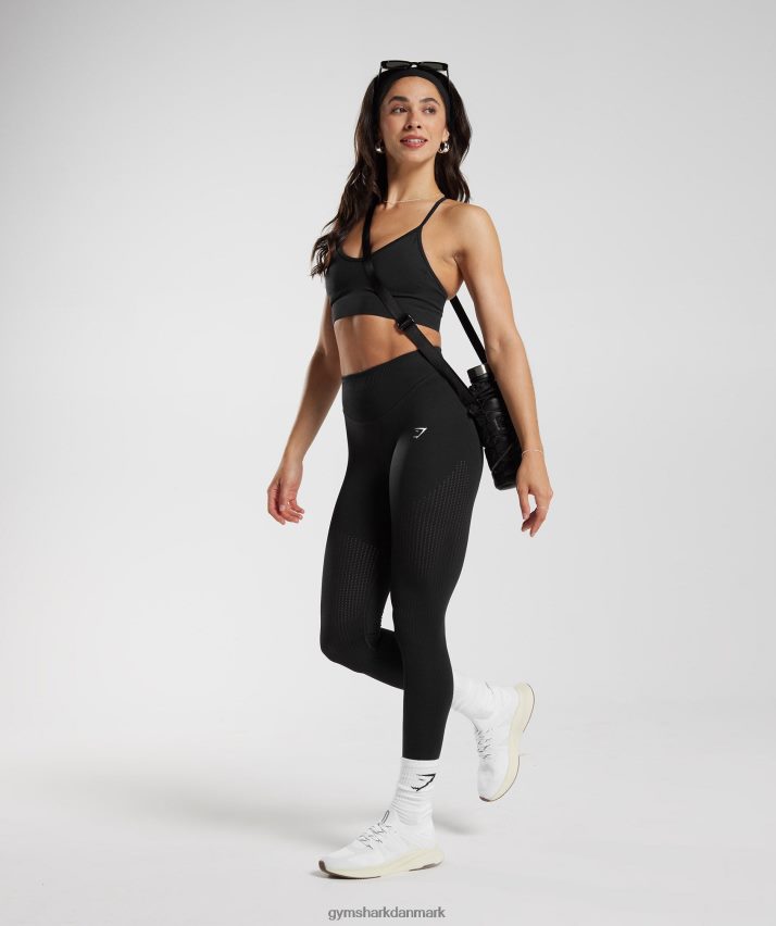Kvinder Gymshark sved sømløse mesh leggings N4ZDDN243 sort