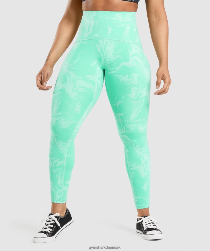 Kvinder Gymshark taljestøttende leggings N4ZDDN327 lyst turkis print