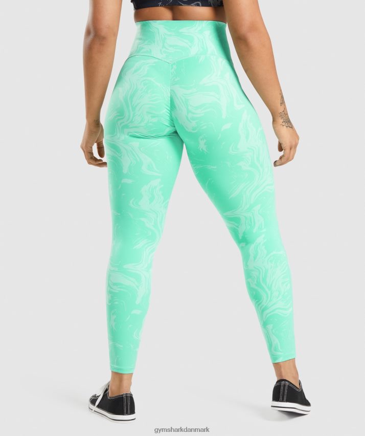 Kvinder Gymshark taljestøttende leggings N4ZDDN327 lyst turkis print