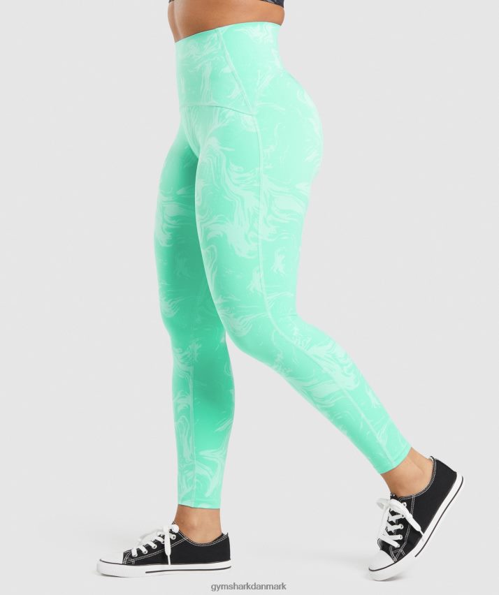 Kvinder Gymshark taljestøttende leggings N4ZDDN327 lyst turkis print