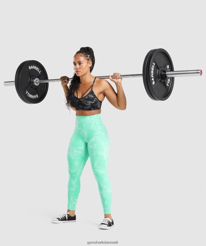 Kvinder Gymshark taljestøttende leggings N4ZDDN327 lyst turkis print