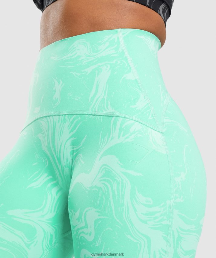 Kvinder Gymshark taljestøttende leggings N4ZDDN327 lyst turkis print