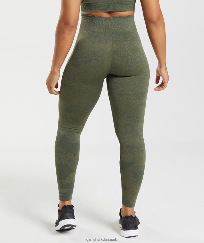 Kvinder Gymshark tilpasse camo sømløse leggings N4ZDDN244 mos oliven/kerneoliven