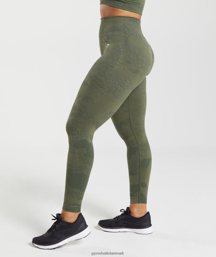 Kvinder Gymshark tilpasse camo sømløse leggings N4ZDDN244 mos oliven/kerneoliven