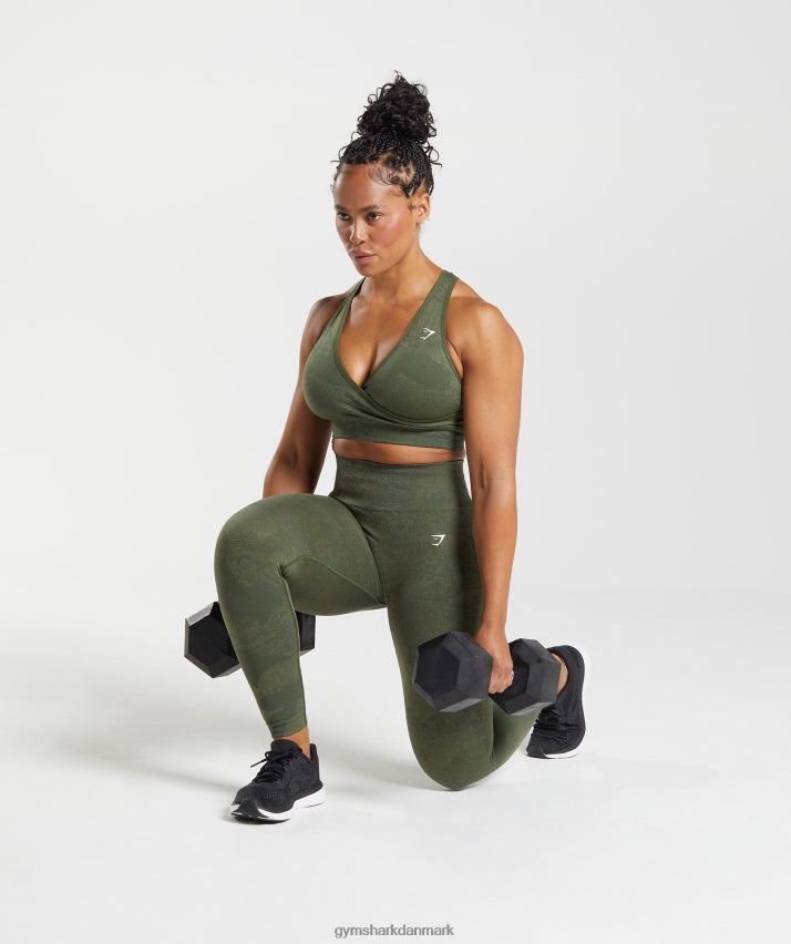 Kvinder Gymshark tilpasse camo sømløse leggings N4ZDDN244 mos oliven/kerneoliven