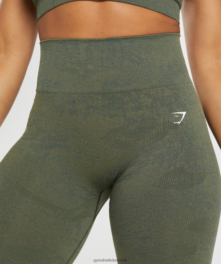 Kvinder Gymshark tilpasse camo sømløse leggings N4ZDDN244 mos oliven/kerneoliven