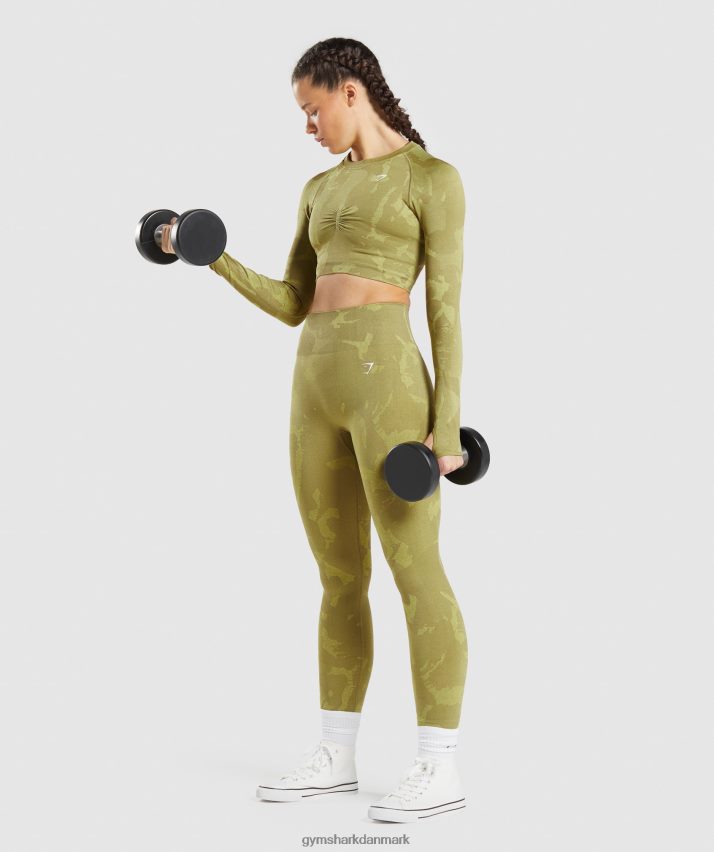 Kvinder Gymshark tilpasse camo sømløse leggings N4ZDDN247 savanne | griffin grøn