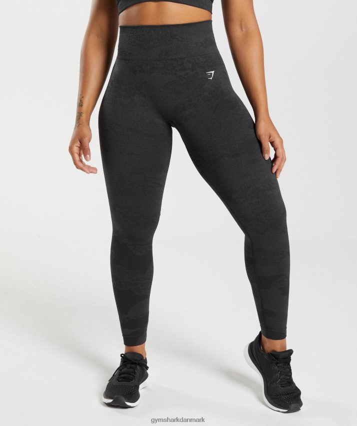 Kvinder Gymshark tilpasse camo sømløse leggings N4ZDDN301 sort/onyx grå