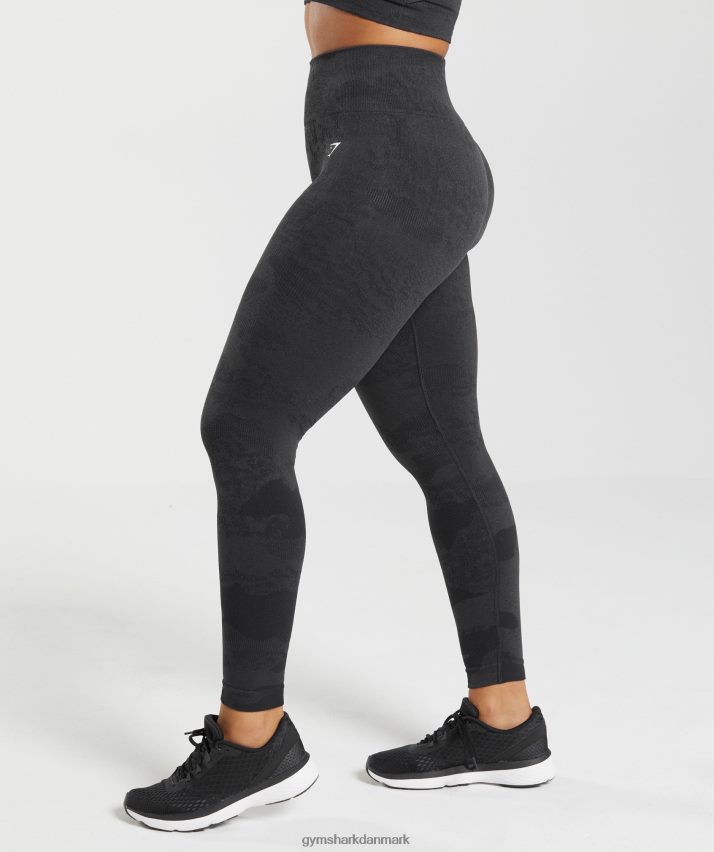 Kvinder Gymshark tilpasse camo sømløse leggings N4ZDDN301 sort/onyx grå