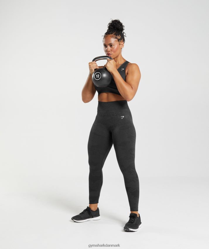 Kvinder Gymshark tilpasse camo sømløse leggings N4ZDDN301 sort/onyx grå