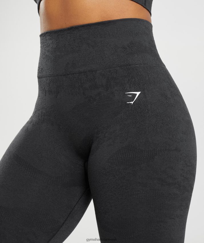 Kvinder Gymshark tilpasse camo sømløse leggings N4ZDDN301 sort/onyx grå