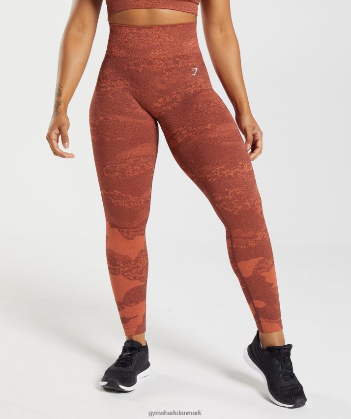 Kvinder Gymshark tilpasse camo sømløse leggings N4ZDDN305 stormrød/kirsebærbrun