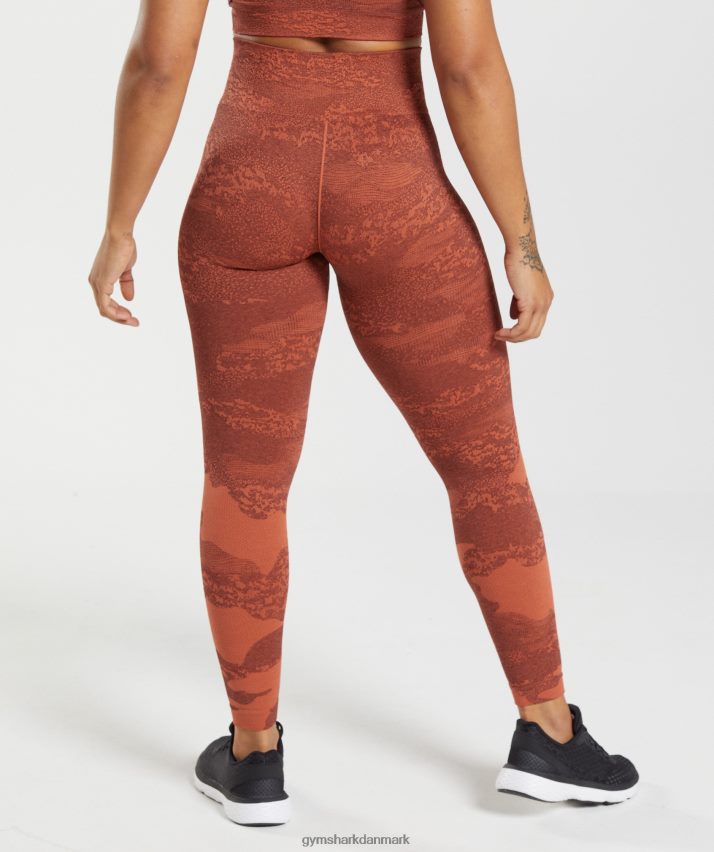 Kvinder Gymshark tilpasse camo sømløse leggings N4ZDDN305 stormrød/kirsebærbrun