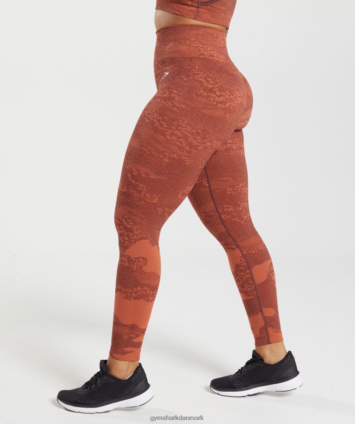 Kvinder Gymshark tilpasse camo sømløse leggings N4ZDDN305 stormrød/kirsebærbrun