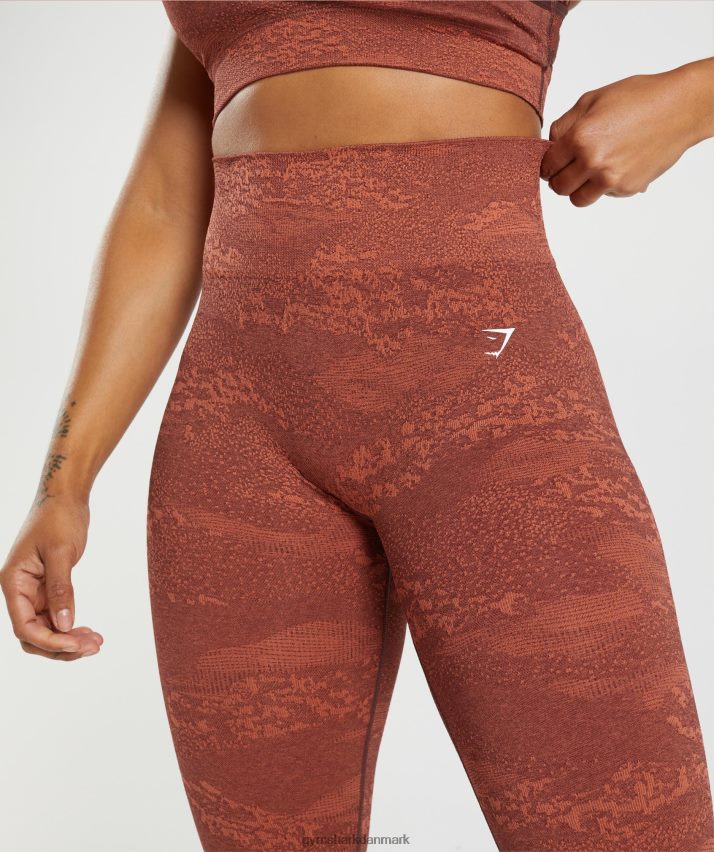 Kvinder Gymshark tilpasse camo sømløse leggings N4ZDDN305 stormrød/kirsebærbrun