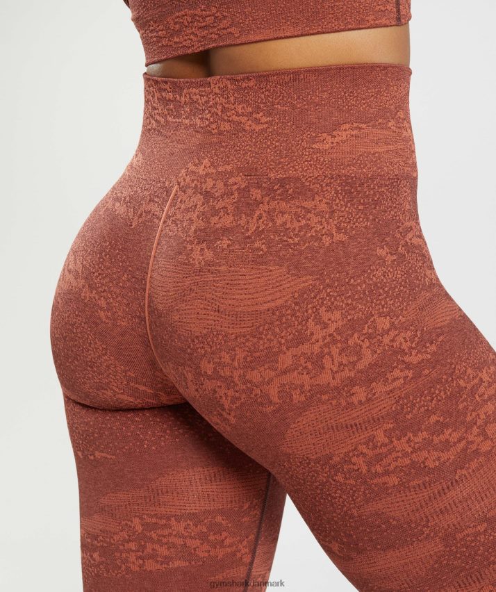 Kvinder Gymshark tilpasse camo sømløse leggings N4ZDDN305 stormrød/kirsebærbrun