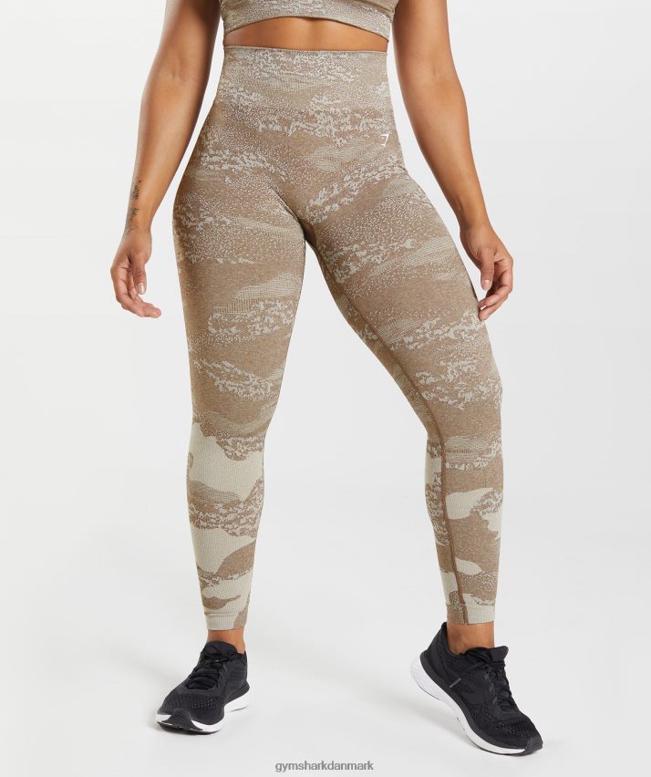 Kvinder Gymshark tilpasse camo sømløse leggings N4ZDDN325 småstensgrå/sjælebrun