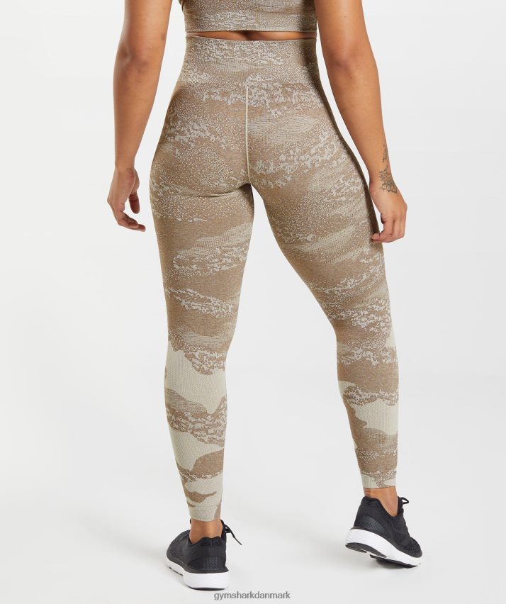 Kvinder Gymshark tilpasse camo sømløse leggings N4ZDDN325 småstensgrå/sjælebrun