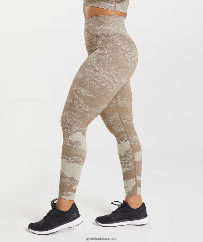 Kvinder Gymshark tilpasse camo sømløse leggings N4ZDDN325 småstensgrå/sjælebrun