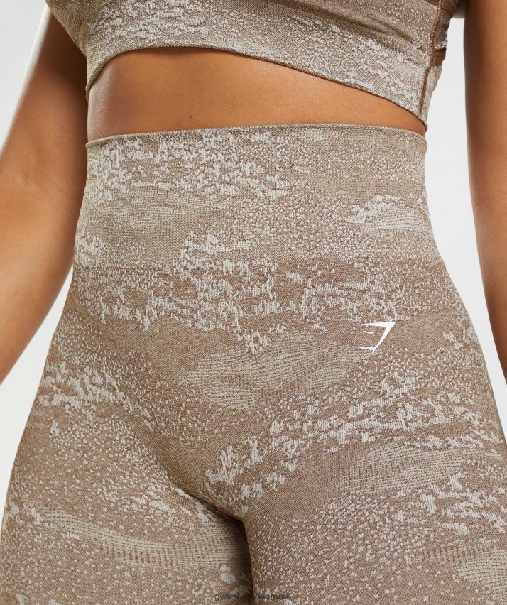 Kvinder Gymshark tilpasse camo sømløse leggings N4ZDDN325 småstensgrå/sjælebrun