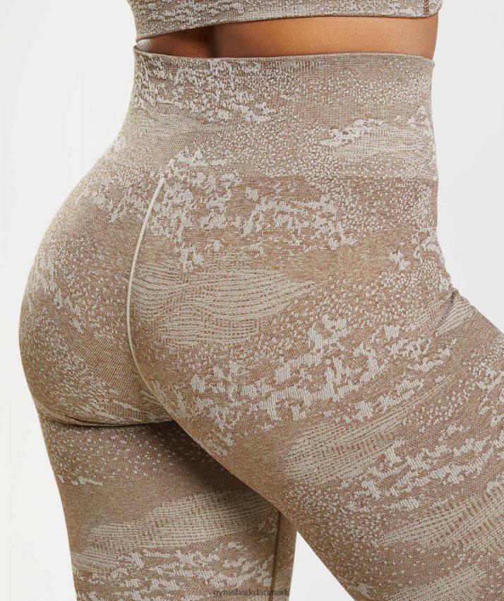 Kvinder Gymshark tilpasse camo sømløse leggings N4ZDDN325 småstensgrå/sjælebrun
