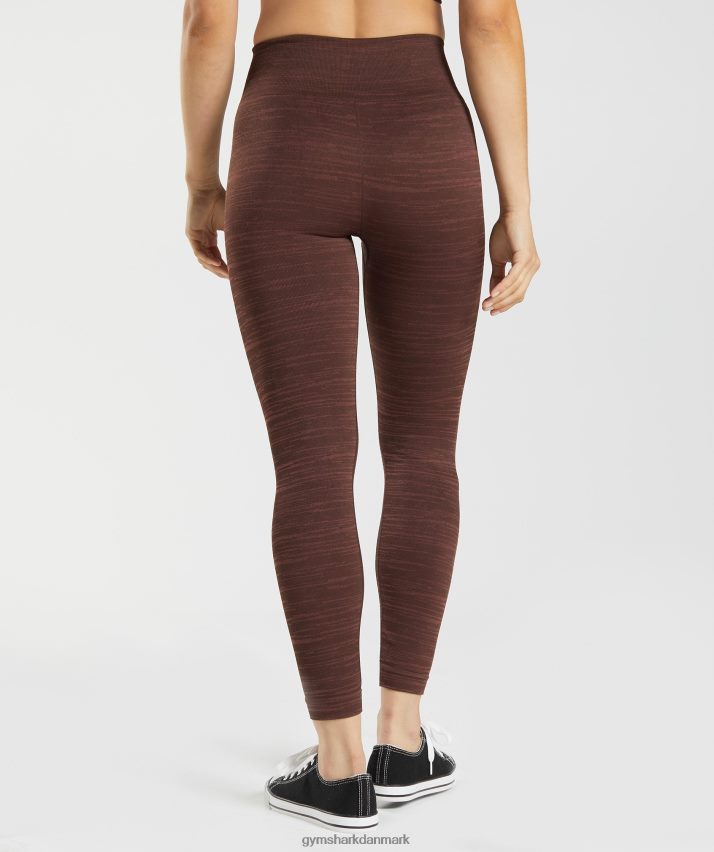 Kvinder Gymshark tilpasse marl sømløse leggings N4ZDDN294 arkivbrun/kirsebærbrun