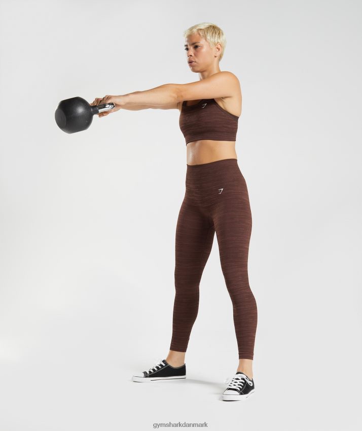 Kvinder Gymshark tilpasse marl sømløse leggings N4ZDDN294 arkivbrun/kirsebærbrun
