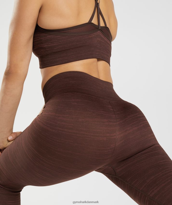 Kvinder Gymshark tilpasse marl sømløse leggings N4ZDDN294 arkivbrun/kirsebærbrun