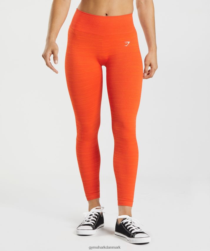 Kvinder Gymshark tilpasse marl sømløse leggings N4ZDDN311 peber rød/skal orange