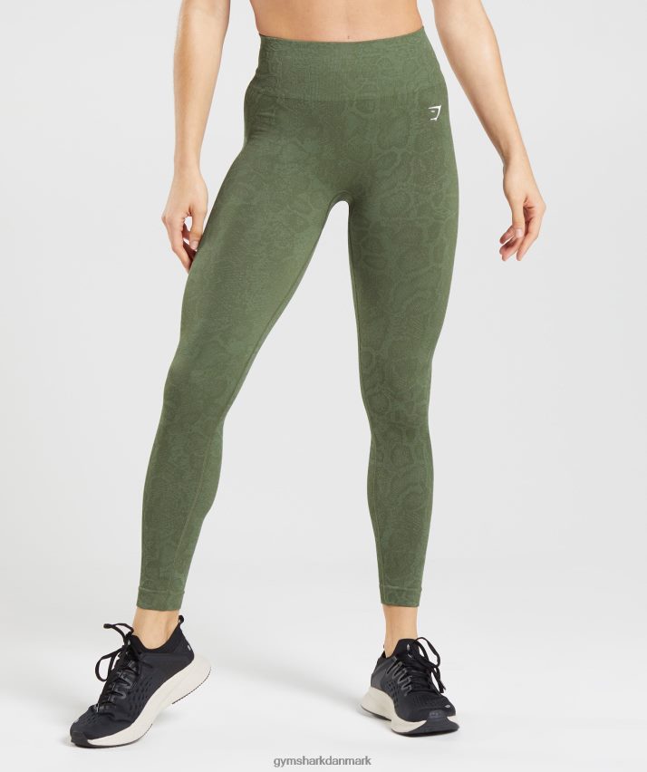 Kvinder Gymshark tilpasse sømløse leggings til dyr N4ZDDN271 pilegrøn/kerneoliven