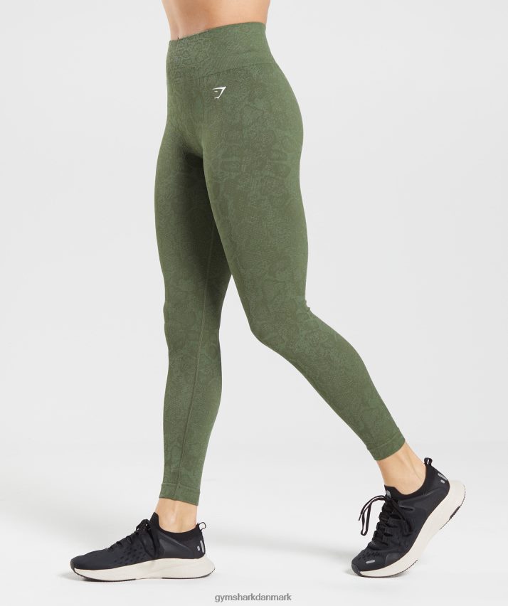 Kvinder Gymshark tilpasse sømløse leggings til dyr N4ZDDN271 pilegrøn/kerneoliven