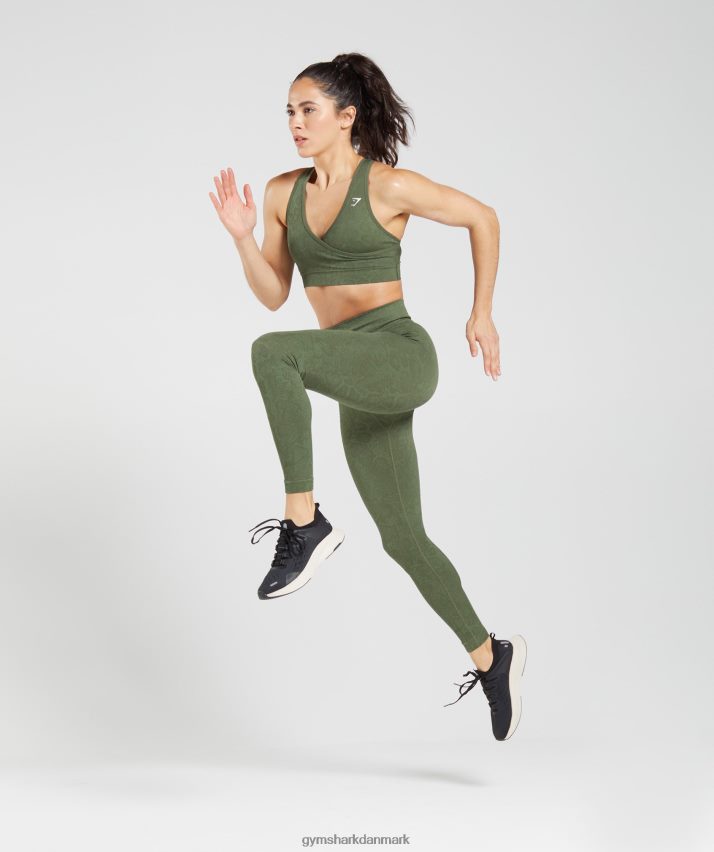 Kvinder Gymshark tilpasse sømløse leggings til dyr N4ZDDN271 pilegrøn/kerneoliven