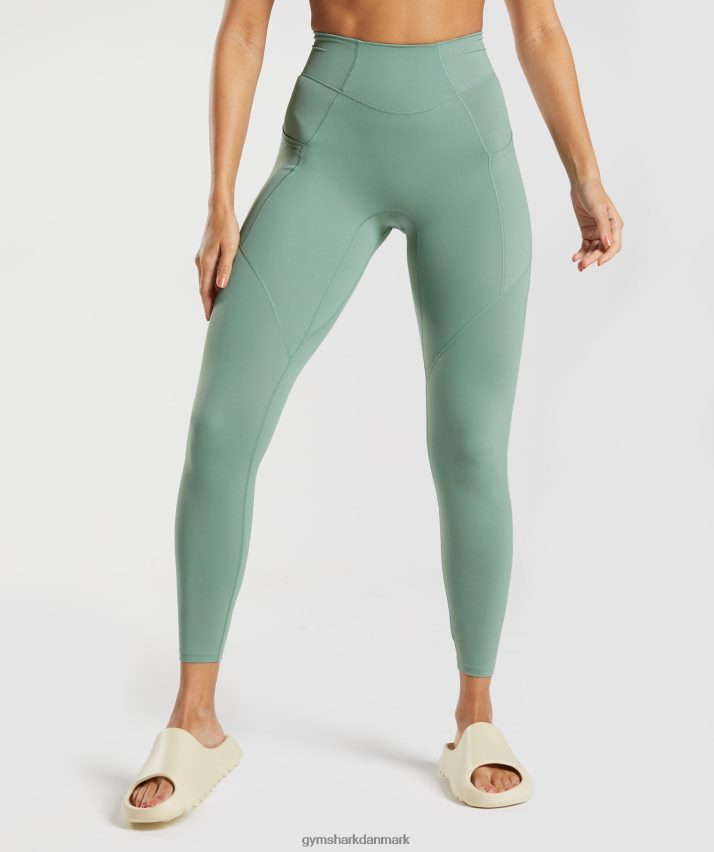 Kvinder Gymshark whitney hverdagslommeleggings N4ZDDN329 bladgrøn