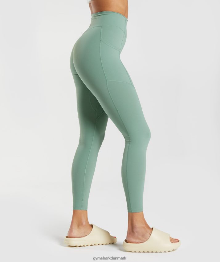 Kvinder Gymshark whitney hverdagslommeleggings N4ZDDN329 bladgrøn