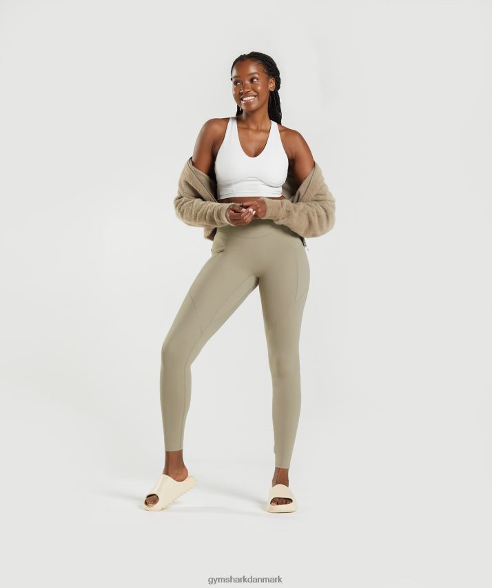 Kvinder Gymshark whitney hverdagslommeleggings N4ZDDN331 cement brun